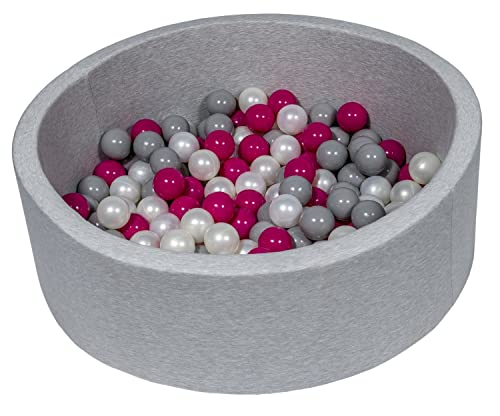 Velinda Piscine a balles pour Enfant, Aire de Jeu + 150 balles (Couleurs des balles: Perle, Rose, Gris)