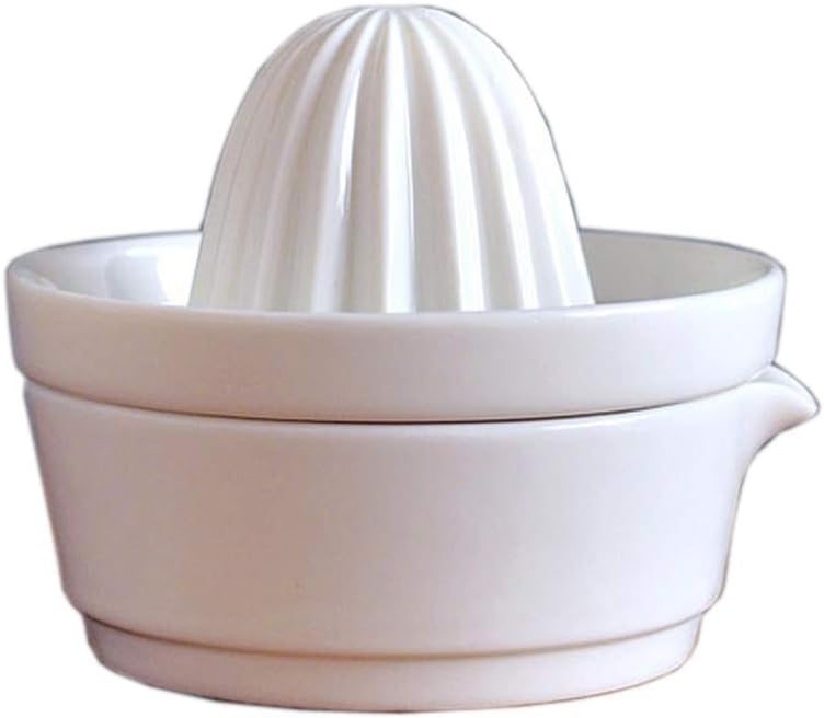 Yvonnelee Ceramic Set of 2 Lemon Citrus and Fruit Juicer Press White Weiß 200ml