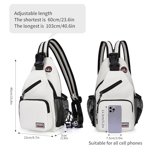 O-TBOST Crossbody Sling Bag Casual Chest Bag for Men Women Lightweight Durable Travel Hiking for Daily Use (white, Large)4