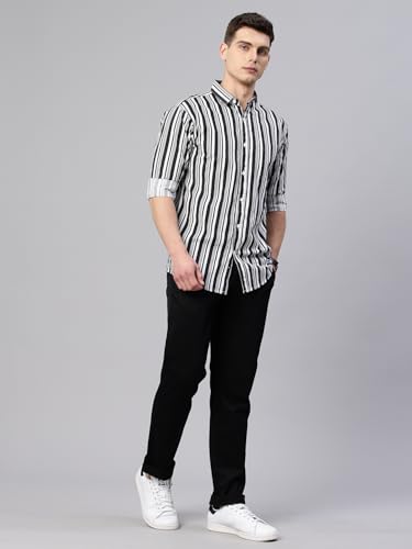 Image of Majestic Man Men's Standard Slim Fit Striped Pure Cotton Casual Shirt