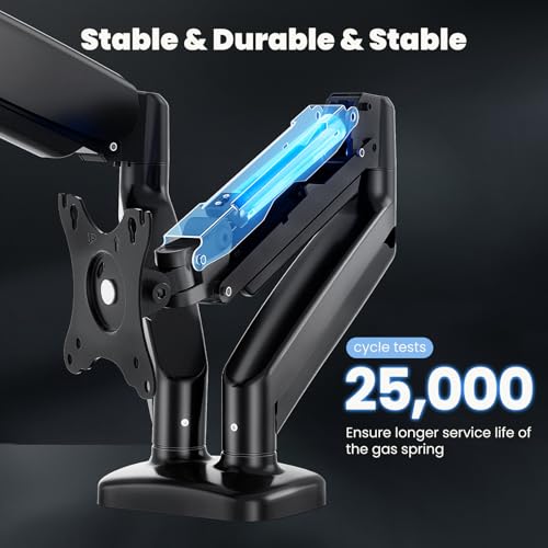 Image of DUMOS Set of 2 Dual Monitor Stand for Desk, Gas Spring Monitor Arm for 2 Monitors Max 32 Inches, Fully Adjustable Double Monitor Mount, VESA Mount with C-Clamp /Grommet Base, Holds Screen 17.6 lbs