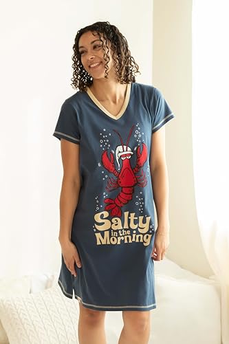 Image of Lazy One Women's Novelty Nightshirt - Funny Cotton Nightgown, Cute V-neck Sleep Shirts, Women's Sleepwear