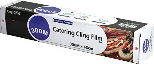 Kitchen Catering Cling Film Clear PVC Kitchen Film Food Wrap for Keeping Food Fresh Baking Prepared Food Freezer Microwave Safe Cling Wrapping Long Time BPA Free Recycled (6x300Mx45c - 1X Sample)