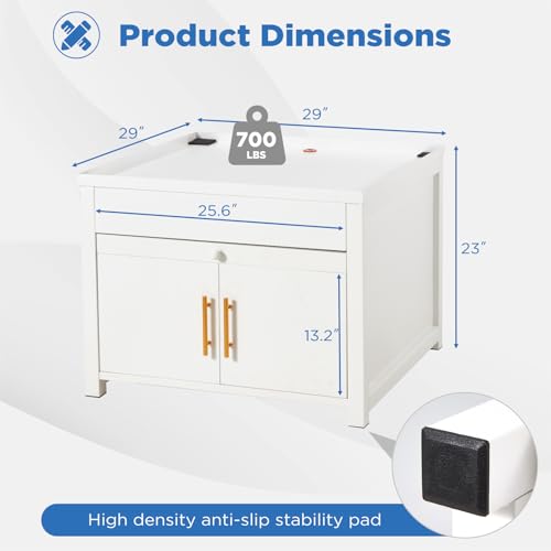 Image of 2 Pack Laundry Pedestal for Washer Dryer Stand 700LBS Shock-Proof | with Pull-Out Shelf Hidden Storage Drainage, Heavy Duty Base, White