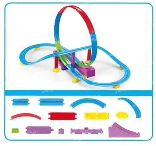Image of Zest 4 Toyz Train Track Set DIY Multi-Level Track Builder Set (39 Pieces) with Realistic Sound & Flashing Lights for Kids Boys & Girls Ages 3+ Years