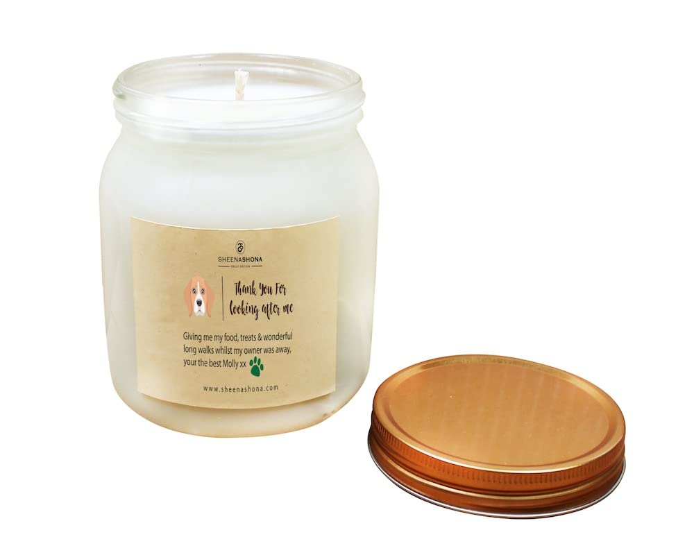 Thank You for Looking After My Dog Personalised SOYA Wax Large Honey Pot Candle/Handmade Daily to Order (Peony & Rose)