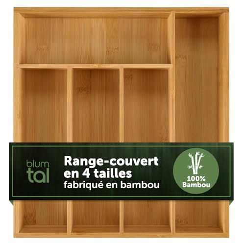 Blumtal range couverts pour tiroir dimensions 27 x 30 cm - range couvert en bambou avec 5 compartiments - IKEA maximera standard fixe - facile d'entretien et robuste -...