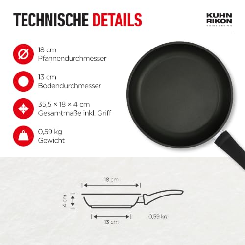 KUHN RIKON EASY INDUCTION Bratpfanne 18cm, Induktionspfanne, Recyceltes Aluminium, Antihaftbeschichtung mit Titanpartikeln… – Ansicht 4