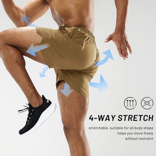 Image of MIER Men's Workout Running Shorts Lightweight Active 5 Inches Shorts with Pockets, Quick Dry, Breathable