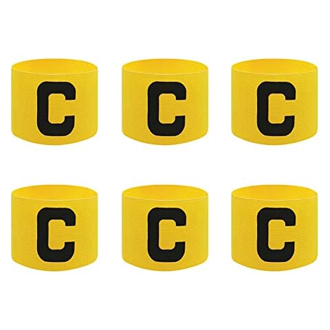 ccHuDE 6 Pcs Adjustable Elastic Soccer Captain Armband Arm Bands Football Basketball Player Bands for Youth Adult Yellow Cover