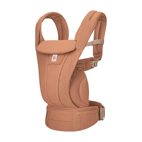 Ergobaby Omni Deluxe Baby Carrier for Newborn to Toddlers 0-48 Months (7-45 lbs) - 4-Position Breathable Mesh Baby Carrier with Ergonomic Support, Storage Pockets, and Sun Hood - Canyon Clay