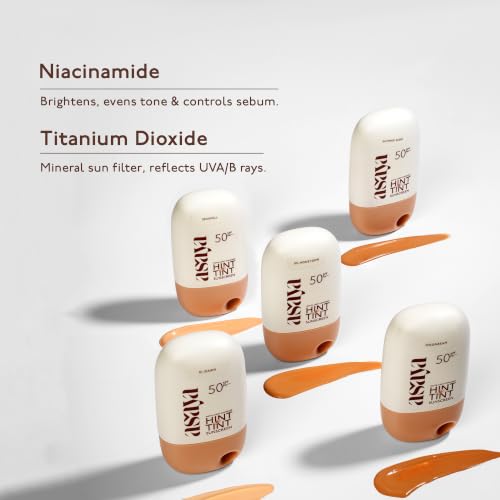 Image of Asaya under one sun hint of tint tinted sunscreen 50SPF PA++++matte light coverage | Moonbeam | Deep | 40ml