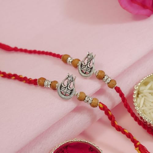Image of I Jewels Silver Plated Trishul Design Rakhi With Roli Chawal & Rakshabandhan Card for Bro /Brother /Bhai