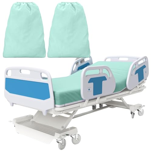 CODOHI 2 Pack Bariatric Hospital Bed Sheet 42"x85"x14" Deep Pocket Fitted Sheets for Oversized Medical & Bariatric Mattresses - Soft (2, Aqua Blue)