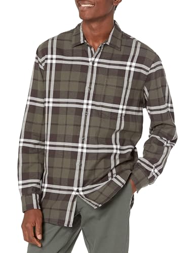 Image of Amazon Essentials Men's Regular Fit Long-Sleeve Flannel Shirt, Soft Brushed Cotton, Lightweight yet Warm