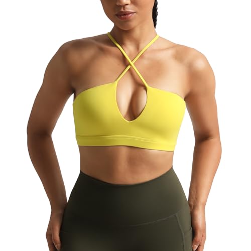 Image of Aoxjox Women's Workout Sports Bras Jamie Deep V Fitness Training Gym Bra Yoga Crop Tank