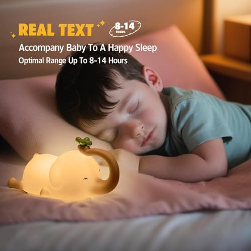 Image of Kids Night Light,Rechargeable Cute Lamp with 3-Level Brightness,Silicone LED Elephant Night Lamp,Kids Night Lights for Bedroom,Baby Nursery and Study Desk-Christmas Night Light