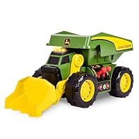 John Deere 18" Motorized Dig Rig: 2-in-1 Toy Dump Truck & Front Loader with Realistic Lights & Sounds, Dual Joystick - Kids 3+