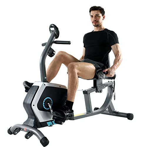 ISE Ergometer Liege- Heimtrainer mit Magnetbremse, Pulssensoren und LCD-Display, 8 Widerstandsstufen, Sitzergometer mit… – Bild 3