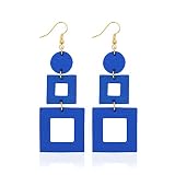 GELVTIC Genuine Leather Earrings for Women Hook Stud Handmade Color Geometric Big Drop Dangle Earrin