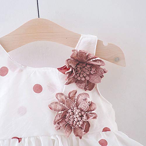 Roupas infantis com estampa de flores para meninas vestido + chapéu de bolinhas para bebê princesa c