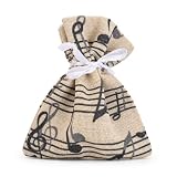 20 Sacchetti Bomboniera Tema Musica in Juta 9x12 cm con Cordoncino Bianco