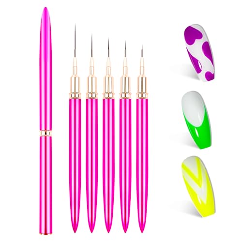 LEDSUUEI Pinceles para Uñas Fino de Gel Nail Art Decoracion con Tapa