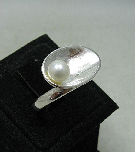 Sterling silber ring mit 6mm Perle 925 Empressjewellery Größe 46-69 R001146