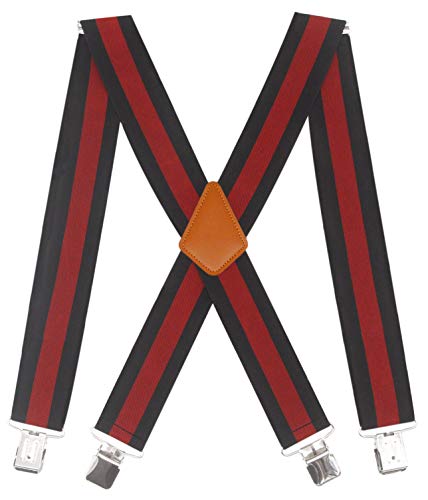 Doloise Men's Suspenders X Back 2 Inches Wide with Extra Heavy Clips Adjustable Braces for Men Suspender