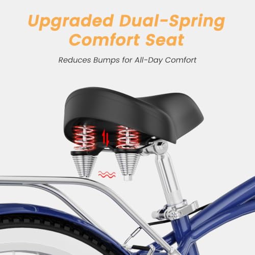 Image of Beach Cruiser Bike for Women and Men, 24 /26 Inch 7-Speed Adult Bicycle