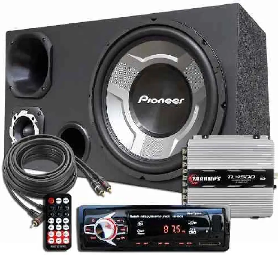 Kit Som Caixa Trio Sub Pioneer Aparelho Bluetooth Taramps