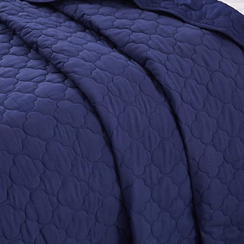 Oversize King/Cal-King Blue Solid Color Quilted Bedspread Coverlet (118X106) Inches + 2 King Shams (20X36) Inches Breathable Overfilled, 20Inches Fall Each Side Home, Hotel/Motel, Rentals 7.30 Lbs #TOP3