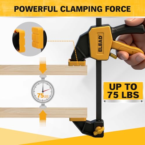 Image of 6 inch Mini Bar Clamps for Woodworking, 2-Piece One-Handed F Clamp /Spreader, 75LBS Load Limit Wood Clamp, Quick Release Grip Clamps for Table Wood Working, Light-duty Tools