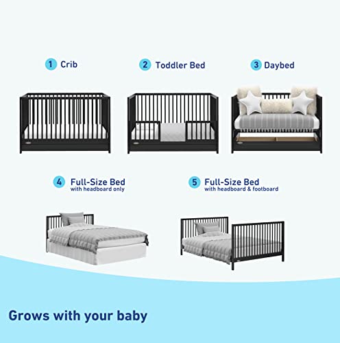 Graco-Teddi-5-in-1-Convertible-Crib-with-Drawer-Black–GREENGUARD-Gold-Certified-Crib-with-Drawer-Combo-Full-Size-Nursery-Storage-Drawer-Converts-to-Toddler-Bed-Daybed-and-Full-Size-Bed Graco Teddi 5 in 1 Convertible Crib with Drawer Black–GREENGUARD Gold Certified Crib with Drawer Combo Full Size Nursery Storage Drawer Converts to Toddler Bed Daybed and Full Size Bed