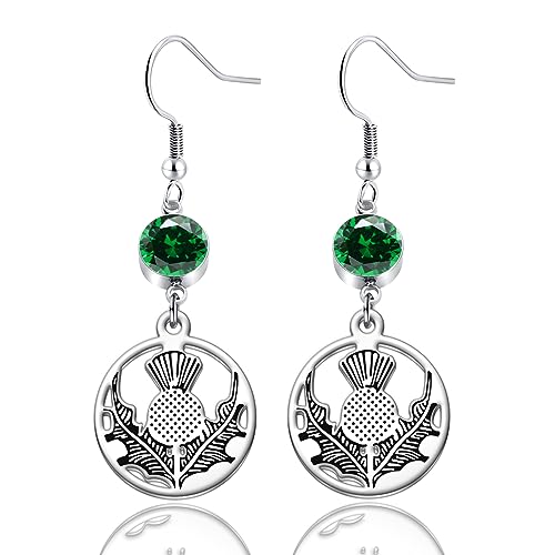 Outlander Inspired Scotland Thistle Dangle Earrings - Flower Jewelry Gift for Fans
