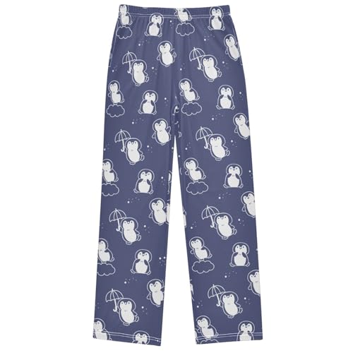 Boy's Pants Cartoon Penguin Doodle Jogger Pants Elastic Waist Long Bottoms Trousers with Pockets 6-14 Years