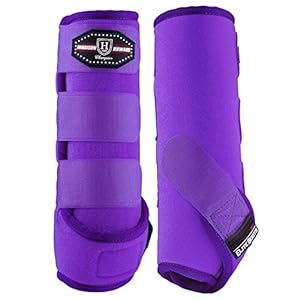 Harrison Howard Horse Sport Medicine Front Shock-Absorbing Boots All-Round Lower Limb Protection & Support Sport Boots Perfect for Endurance Training and Performance Pack of 2 Regal Purple M