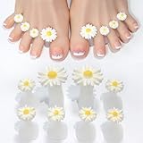 8pcs Daisy Toe Separators Silicone for Pedicure Nail Polish Gel Foot Toe Spacers Pedicures Nail Art Tools, White
