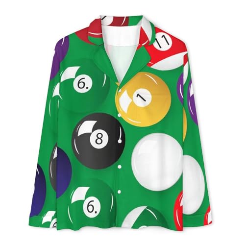 Billiards Pool Table Balls Men's Pajama Set Button Down 2 Piece Sleepwear With Pocket Fashion Comfortable Loungewear3