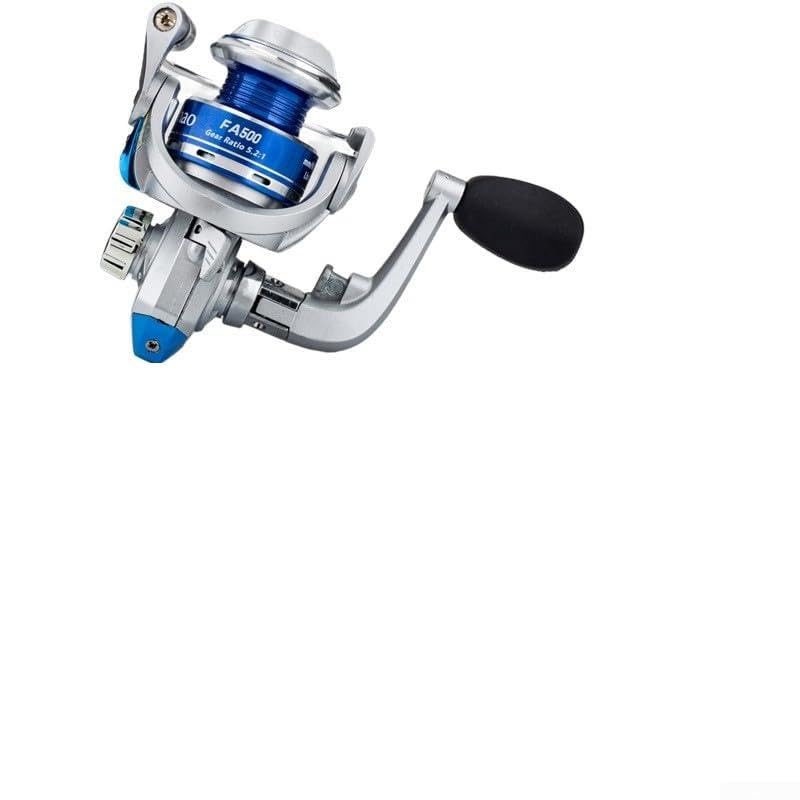 Yhenlovtt Carrete de pesca ultraligero serie 500 con carrete de metal, relación de engranaje 5.2:1, sistema de arrastre de 6 kg, diseño compacto para uso portátil, mini pesca (FA500)