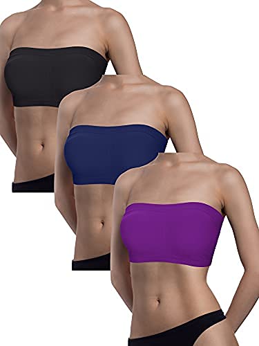 Image of Women Bandeau Bra Padded Strapless Bralette Bra Seamless Bandeau Tube Top Bra