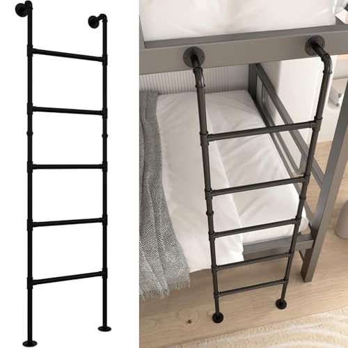 Escalera de pared en hierro forjado negro para ventanas de sótano y altillos
