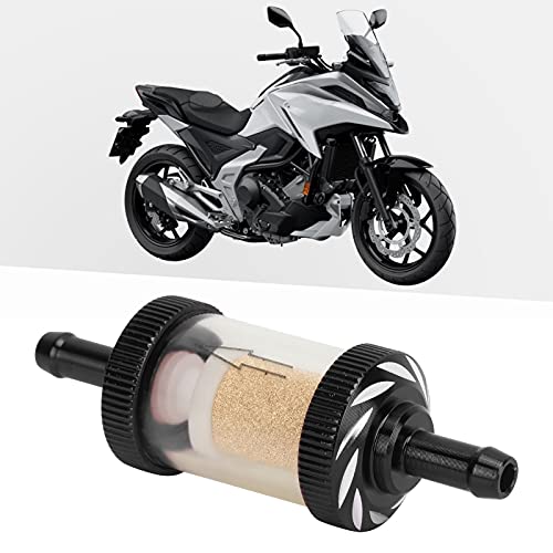 Motorrad-Benzinfilter, Carving Hitzebeständigkeit Motorrad-Kraftstofffilter für Motorräder mit 6 mm Durchmesser(Schwarz)
