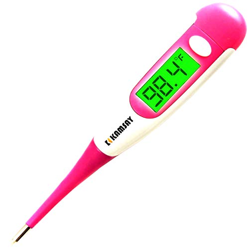 Kamsay Oral Thermometer for Adults Baby and Kids-Medical Thermometer for Fever-Readings in 10 Seconds -Flexible and Hygienic Waterproof Tip-Large Lighted Display- Oral Rectal Armpit Reading -DT-K111D