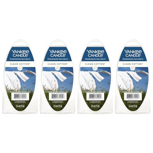 Yankee Candle Clean Cotton Fragranced Wax Melts, 6 Wax Spheres per Package, Pack of 4 (24 Cubes Total)