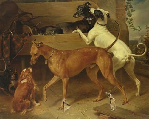 Decoración de la sala de estar con cuadro arte pared Krugers Dogs di Krüger 60x90cm