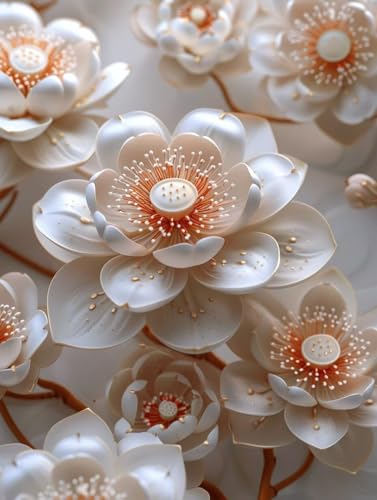 Diamond Painting Fleurs Lotus 5D Broderie Diamant Kit Complet 40x50cm Loisirs Créatifs