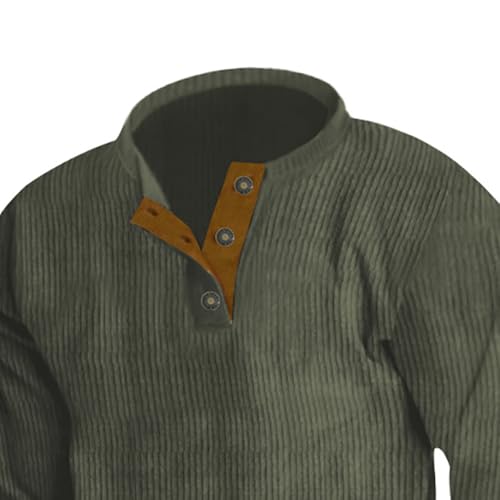 Mens Western Sweatshirts Corduroy Long Sleeve 1/4 Button Henley Shirts Western Casual Fall Winter Pullover Sweater2
