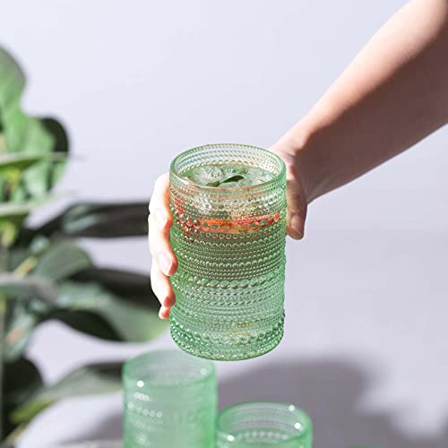 Sunnow 12 Ounce Raindrop Glass Cup,Iced Tea Glasses For Water, Beverage,Juice, Wine,Beer And Cocktail,6 Pack (Green) #TOP6