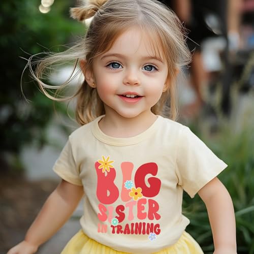 Image of Big Sister Announcement T Shirt Toddler Girls Promoted to Big Sister Tees Outfits 1-7 Years